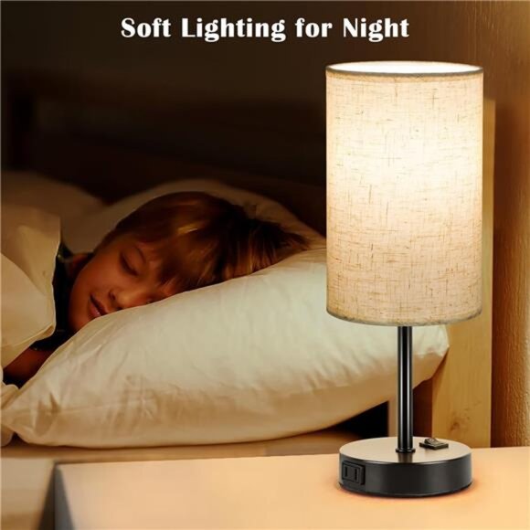 ZJOJO Table Lamp for Bedroom Set of 2, Bedside Small Lamps with 3 Way Dimmable - Picture 13 of 14